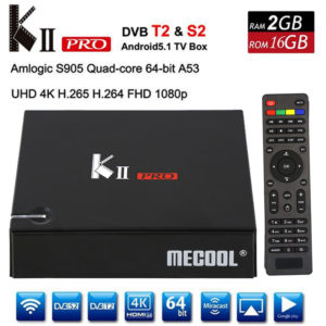 ანდროიდ ტვ ბოქსი KII PRO S905D 4k DVB-T2 DVB-S2 2G RAM 16 G FLASH